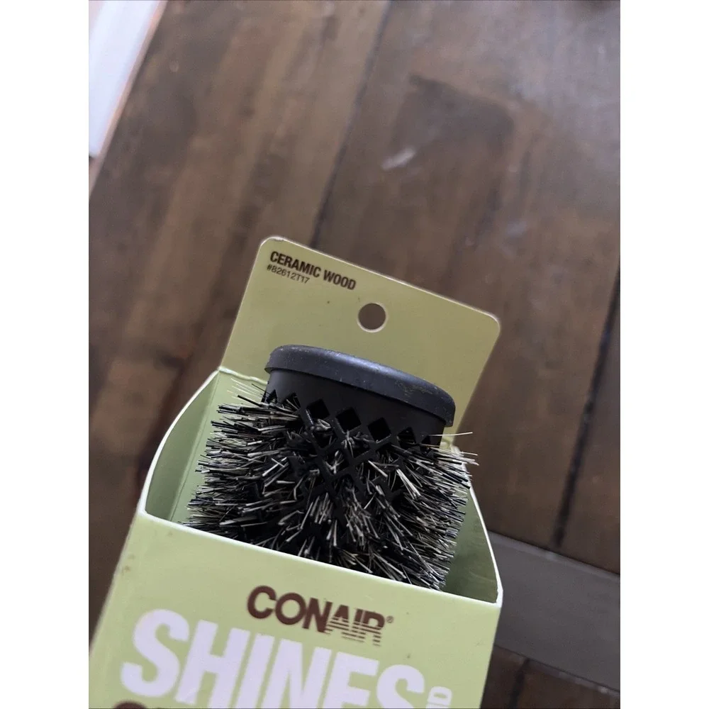 Conair Ceramic Wood Medium Thermal Boar‎ Round Brush Black